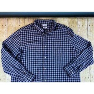 Men's 100% Cotton Gray Black Check Men's Size‎ XXL Modern Fit Long Sleeve